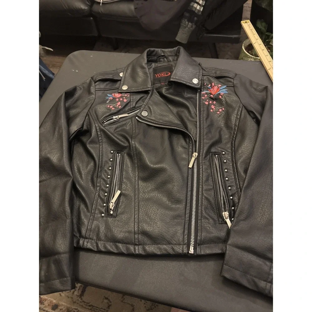 Yoki Faux Leather Zipper Jacket Girls Large 12-14‎ Motorcycle Moto